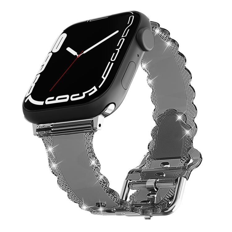 For Apple Watch 2 42mm Diamond Texture Lace Clear TPU Watch Band(Black) - Watch Bands by PMC TechLife | Online Shopping South Africa | PMC TechLife