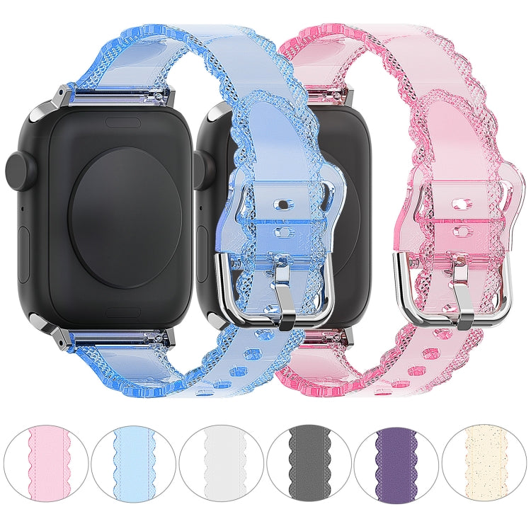 For Apple Watch 5 44mm Diamond Texture Lace Clear TPU Watch Band(Transparent) - Watch Bands by PMC TechLife | Online Shopping South Africa | PMC TechLife