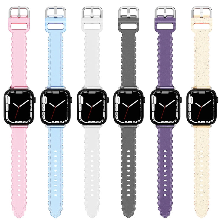 For Apple Watch 4 40mm Diamond Texture Lace Clear TPU Watch Band(Blue) - Watch Bands by PMC Jewellery | Online Shopping South Africa | PMC Jewellery