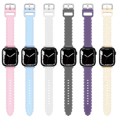 For Apple Watch 8 45mm Diamond Texture Lace Clear TPU Watch Band(Purple) - Watch Bands by PMC Jewellery | Online Shopping South Africa | PMC Jewellery