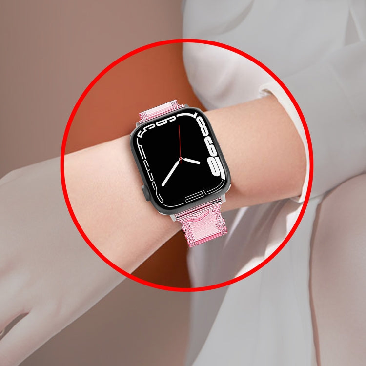 For Apple Watch 38mm Diamond Texture Lace Clear TPU Watch Band(Blue) - Watch Bands by PMC TechLife | Online Shopping South Africa | PMC TechLife