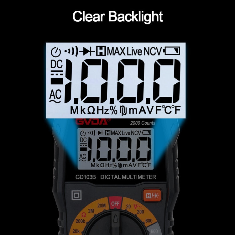 GVDA GD103B Multifunctional Digital Multimeter DMM Voltmeter - free shipping - PMC TechLife - Order now!