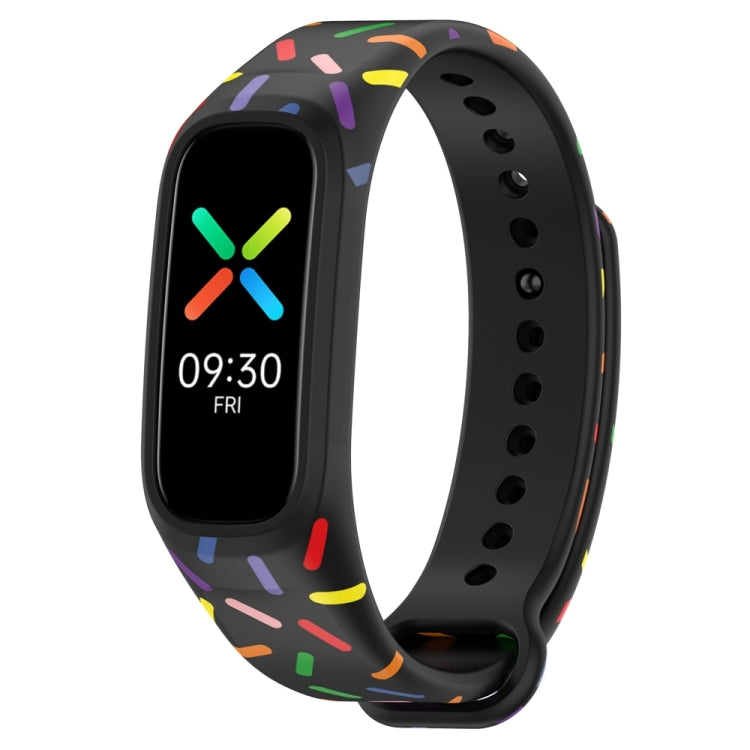 For OPPO Band Sports Rainbow Dots Silicone Watch Band(Black) -  by PMC TechLife | Online Shopping South Africa | PMC TechLife