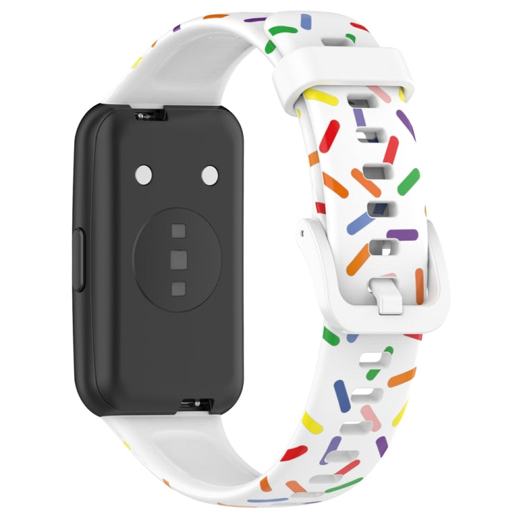For Huawei Band 7 Sports Rainbow Dots Silicone Watch Band(White) - Watch Bands by PMC TechLife | Online Shopping South Africa | PMC TechLife