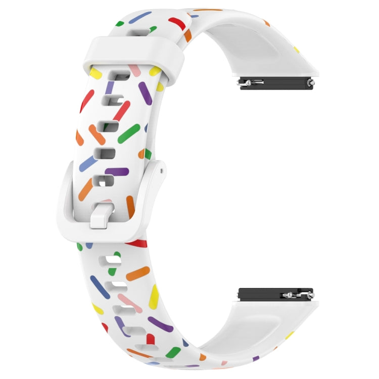 For Huawei Band 7 Sports Rainbow Dots Silicone Watch Band(White) - Watch Bands by PMC TechLife | Online Shopping South Africa | PMC TechLife