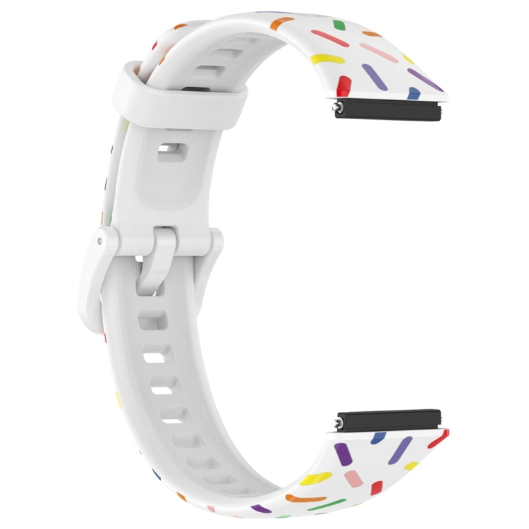 For Huawei Band 7 Sports Rainbow Dots Silicone Watch Band(White) - Watch Bands by PMC TechLife | Online Shopping South Africa | PMC TechLife