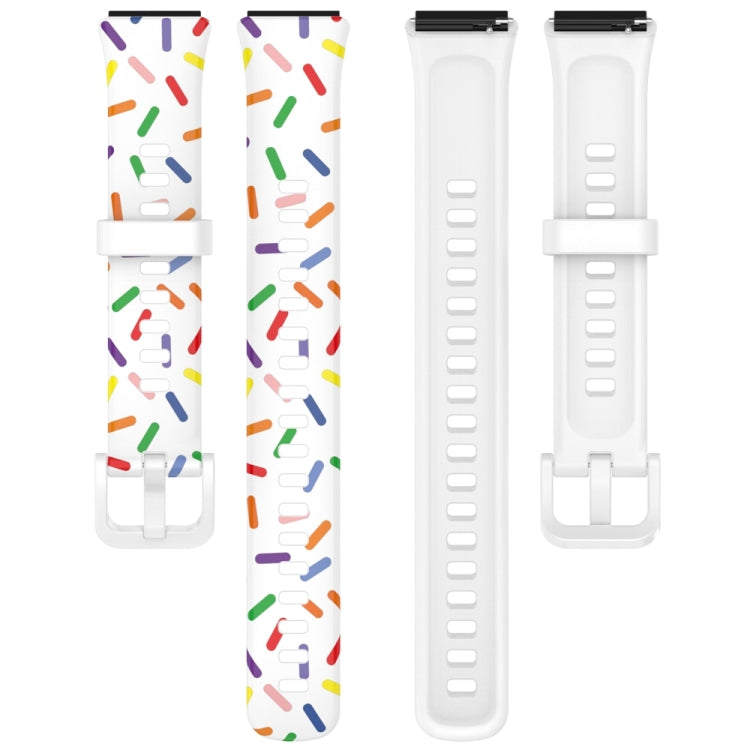 For Huawei Band 7 Sports Rainbow Dots Silicone Watch Band(White) - Watch Bands by PMC TechLife | Online Shopping South Africa | PMC TechLife