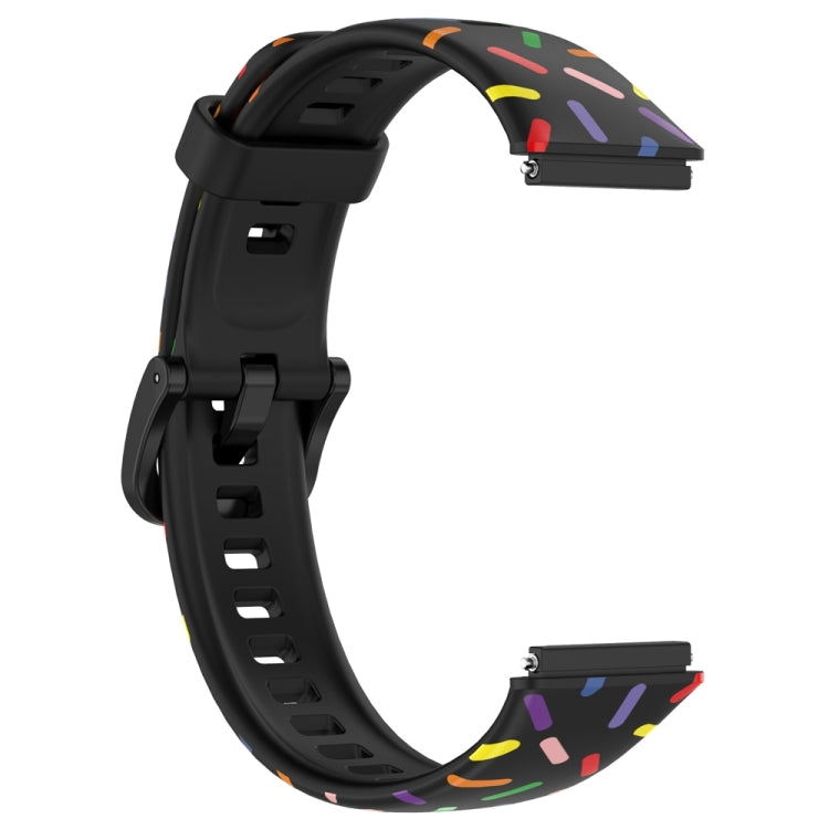 For Huawei Band 7 Sports Rainbow Dots Silicone Watch Band(Black) - Watch Bands by PMC TechLife | Online Shopping South Africa | PMC TechLife