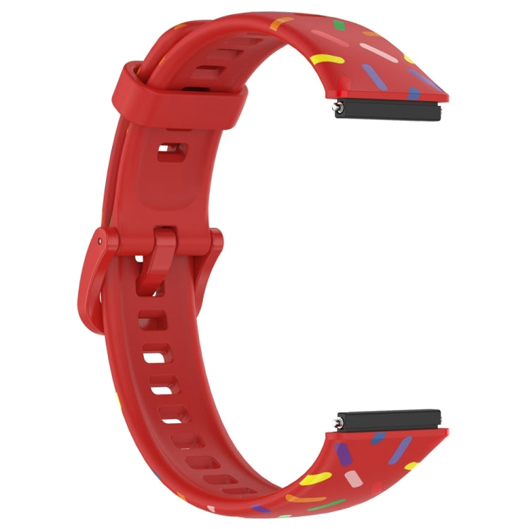 For Huawei Band 7 Sports Rainbow Dots Silicone Watch Band(Red) - Watch Bands by PMC TechLife | Online Shopping South Africa | PMC TechLife