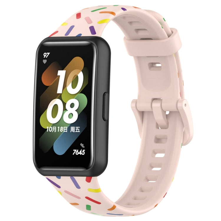 For Huawei Band 7 Sports Rainbow Dots Silicone Watch Band(Light Pink) - Watch Bands by PMC TechLife | Online Shopping South Africa | PMC TechLife