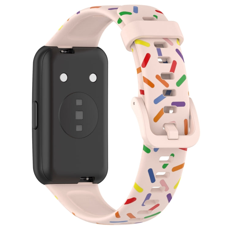 For Huawei Band 7 Sports Rainbow Dots Silicone Watch Band(Light Pink) - Watch Bands by PMC TechLife | Online Shopping South Africa | PMC TechLife