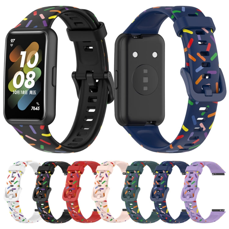 For Huawei Band 7 Sports Rainbow Dots Silicone Watch Band(Black) - Watch Bands by PMC TechLife | Online Shopping South Africa | PMC TechLife