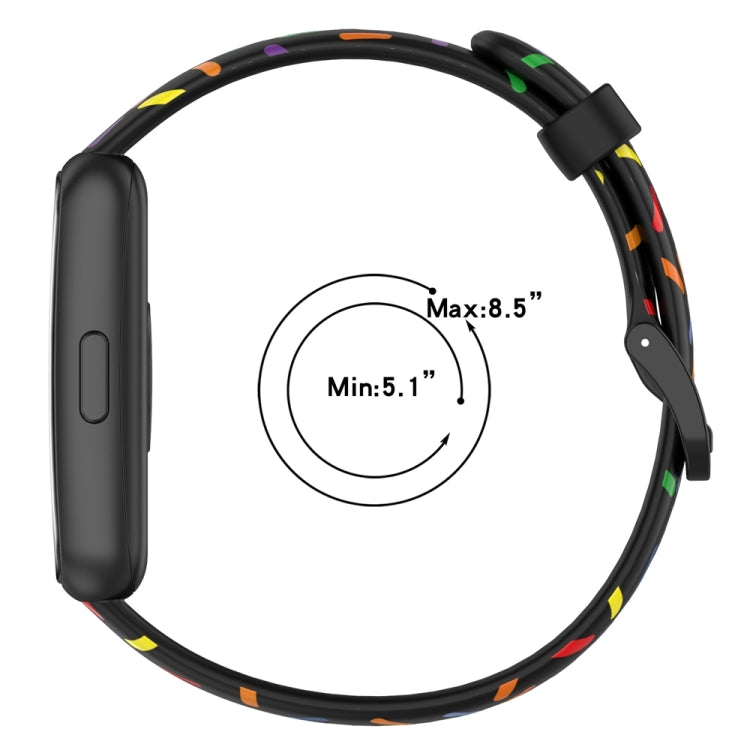 For Huawei Band 7 Sports Rainbow Dots Silicone Watch Band(Black) - Watch Bands by PMC TechLife | Online Shopping South Africa | PMC TechLife