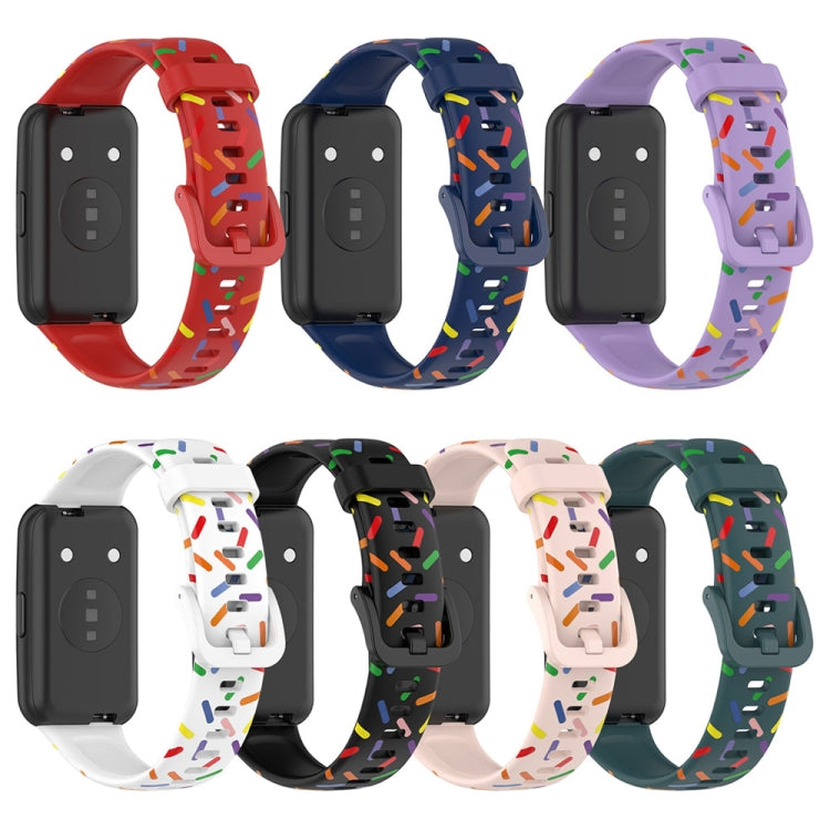 For Huawei Band 7 Sports Rainbow Dots Silicone Watch Band(White) - Watch Bands by PMC TechLife | Online Shopping South Africa | PMC TechLife