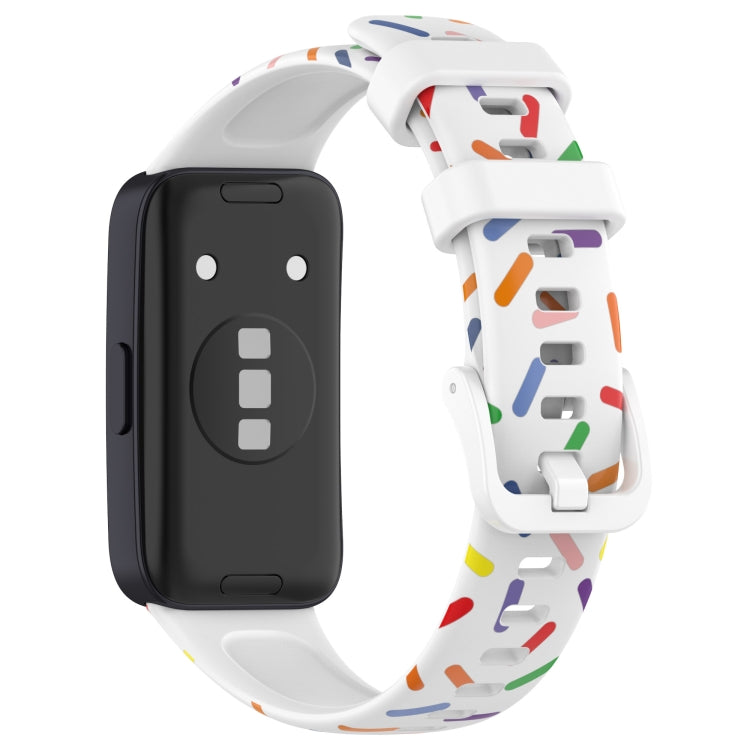 For Huawei Band 8 Sports Rainbow Dots Silicone Watch Band(White) - Watch Bands by PMC TechLife | Online Shopping South Africa | PMC TechLife