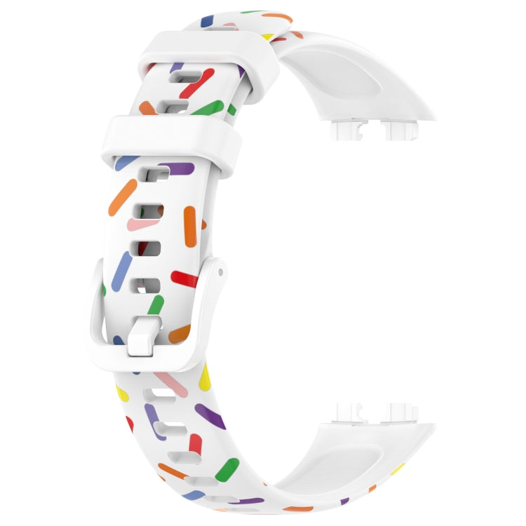 For Huawei Band 8 Sports Rainbow Dots Silicone Watch Band(White) - Watch Bands by PMC TechLife | Online Shopping South Africa | PMC TechLife