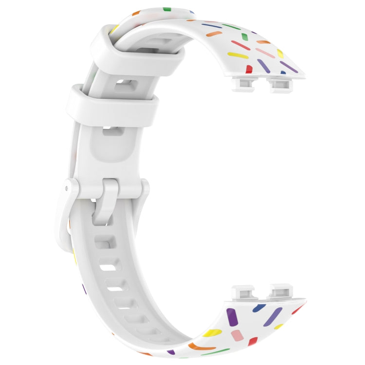 For Huawei Band 8 Sports Rainbow Dots Silicone Watch Band(White) - Watch Bands by PMC TechLife | Online Shopping South Africa | PMC TechLife