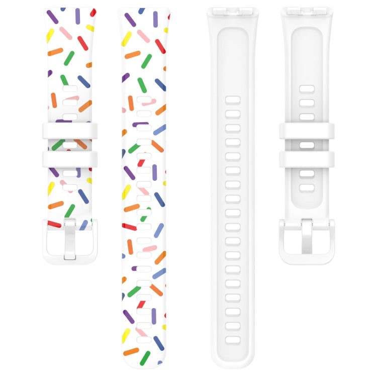 For Huawei Band 8 Sports Rainbow Dots Silicone Watch Band(White) - Watch Bands by PMC TechLife | Online Shopping South Africa | PMC TechLife