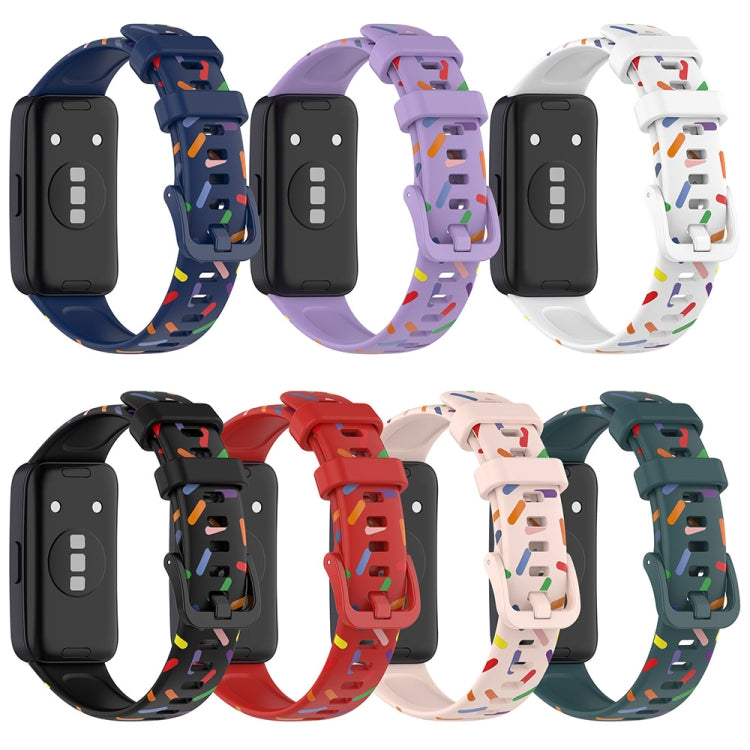 For Huawei Band 8 Sports Rainbow Dots Silicone Watch Band(White) - Watch Bands by PMC TechLife | Online Shopping South Africa | PMC TechLife