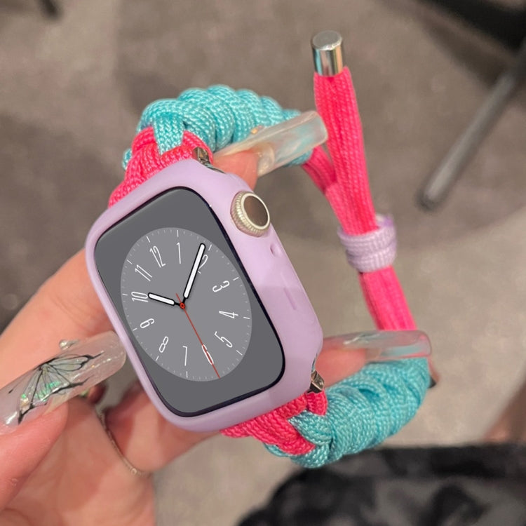 For Apple Watch 2 38mm Twist Knotted Nylon Watch Band(Mint Green Rose Red) - Watch Bands by PMC TechLife | Online Shopping South Africa | PMC TechLife