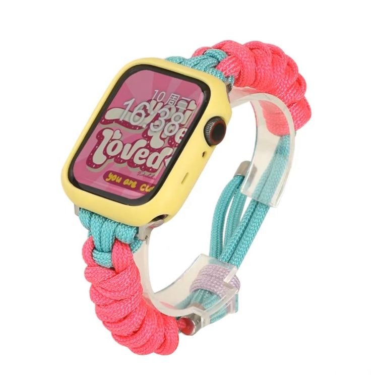For Apple Watch 38mm Twist Knotted Nylon Watch Band(Rose Red Mint Green) - Watch Bands by PMC TechLife | Online Shopping South Africa | PMC TechLife