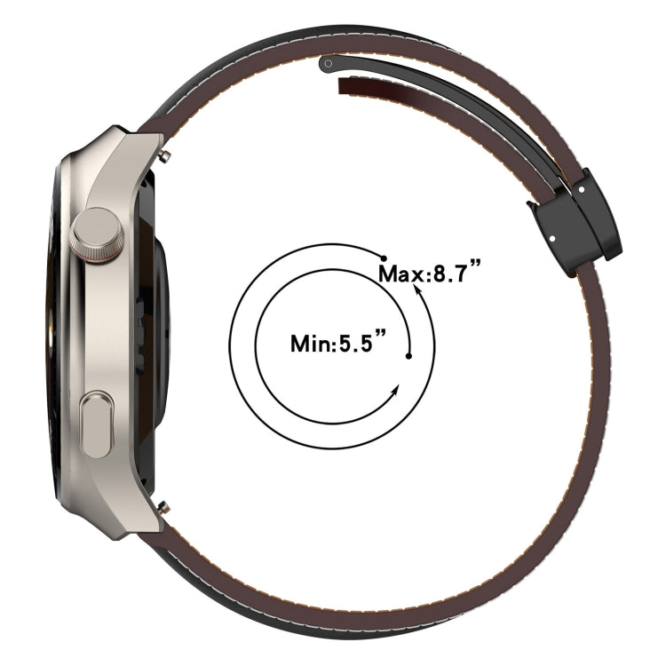 For Huawei Watch 4 / Watch 4 Pro Folding Buckle Genuine Leather Watch Band(Grey) - Watch Bands by PMC TechLife | Online Shopping South Africa | PMC TechLife