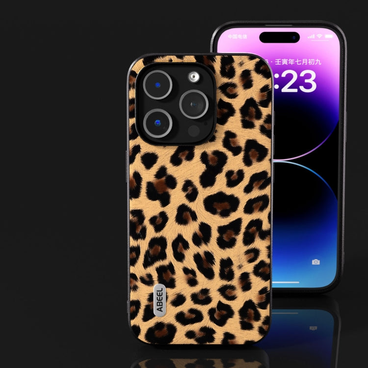 For iPhone 15 Pro ABEEL Black Edge Leopard Phone Case(Leopard Print) - iPhone 15 Pro Cases by PMC Jewellery | Online Shopping South Africa | PMC Jewellery