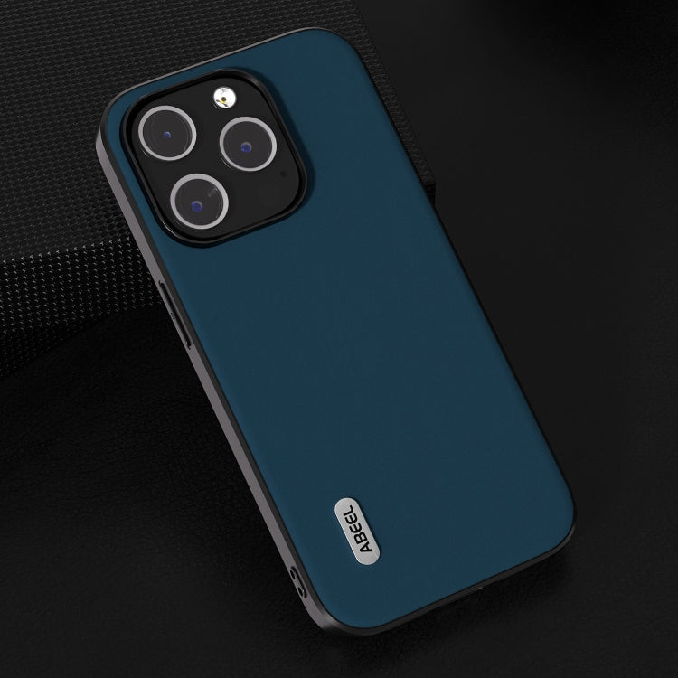 For iPhone 15 Pro ABEEL Genuine Leather Silky Soft Black Edge Phone Case(Blue) - free shipping - PMC TechLife - Order now!