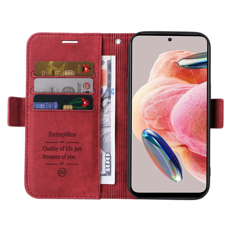 For Xiaomi Redmi Note 12 4G Global BETOPNICE Dual-side Buckle Leather Phone Case(Red) - free shipping - PMC TechLife - Order now!
