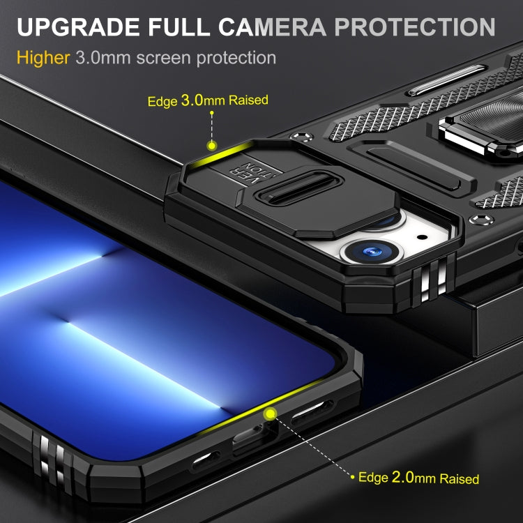 For iPhone 15 Plus Armor PC + TPU Camera Shield Phone Case(Black) - free shipping - PMC TechLife - Order now!