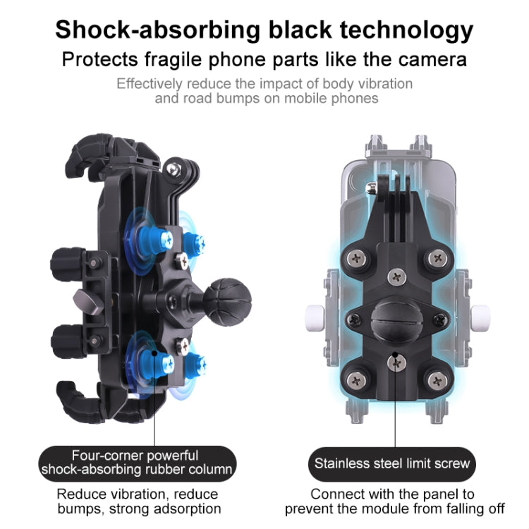 MOTOSLG Crab Motorcycle Phone Clamp Bracket O-Type Rear Mirror Mount(Black) - Holder by MOTOLSG | Online Shopping South Africa | PMC TechLife | Buy Now Pay Later Mobicred