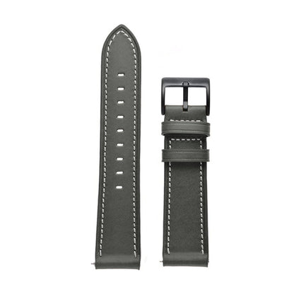 For Garmin Venu / SQ / SQ2 / Venu 2 Plus Stitching Black Buckle Genuine Leather Watch Band(Grey) - Watch Bands by PMC Jewellery | Online Shopping South Africa | PMC Jewellery