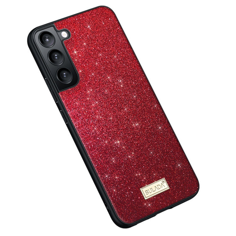 For Samsung Galaxy S23+ 5G SULADA Glittery TPU + Handmade Leather Phone Case(Red) - Galaxy S23+ 5G Cases by SULADA | Online Shopping South Africa | PMC Jewellery