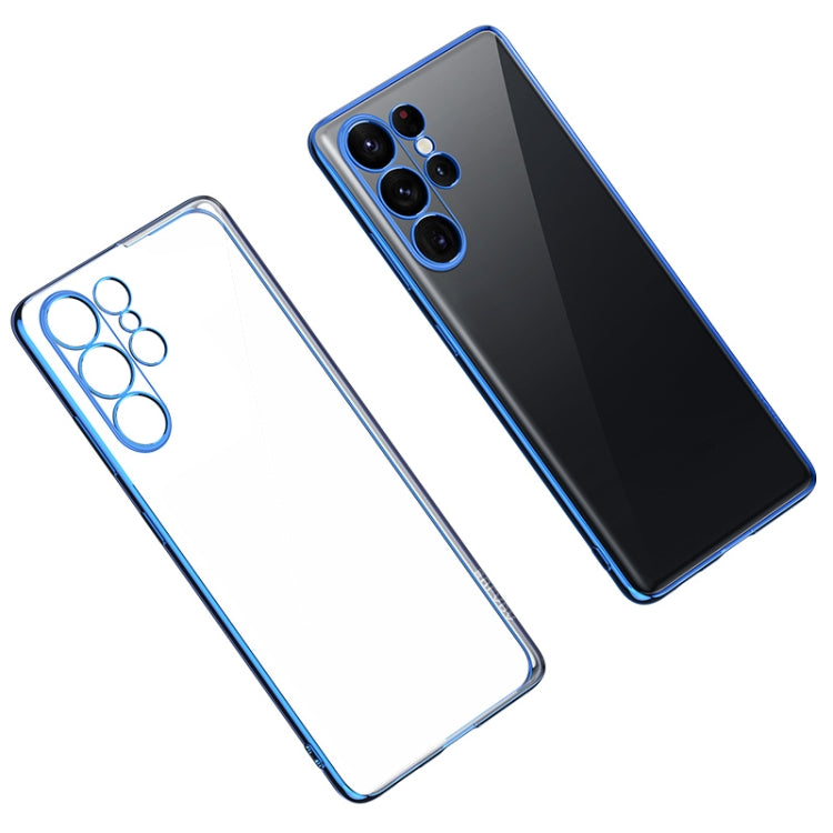 For Samsung Galaxy S23 Ultra 5G SULADA Shockproof Plating TPU Transparent Phone Case(Blue) - Galaxy S23 Ultra 5G Cases by SULADA | Online Shopping South Africa | PMC TechLife | Buy Now Pay Later Mobicred