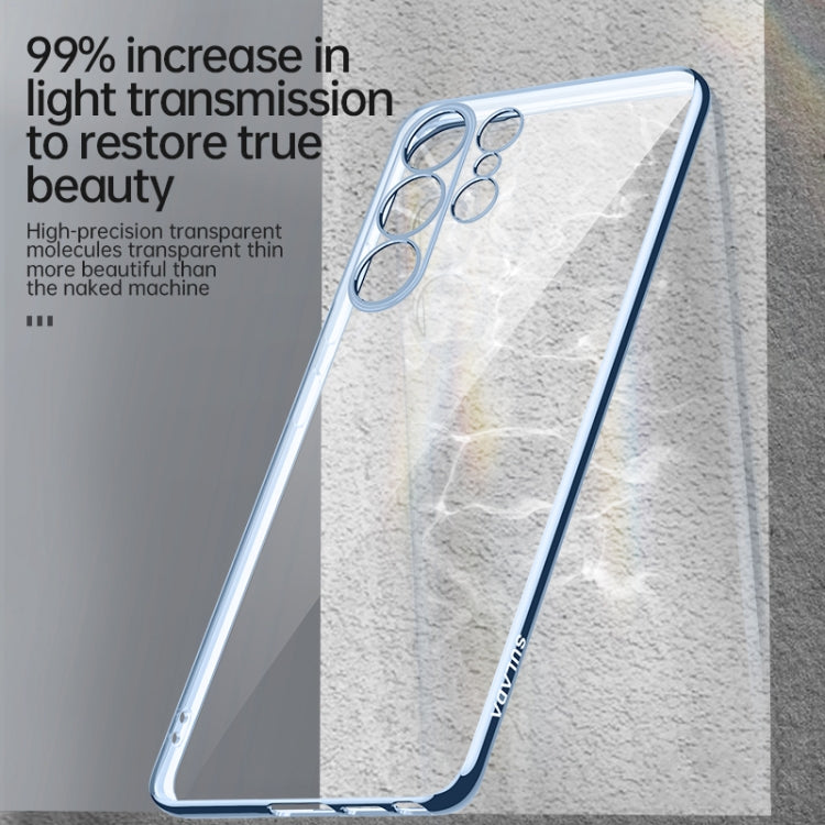 For Samsung Galaxy S23 Ultra 5G SULADA Shockproof Plating TPU Transparent Phone Case(Blue) - Galaxy S23 Ultra 5G Cases by SULADA | Online Shopping South Africa | PMC TechLife | Buy Now Pay Later Mobicred