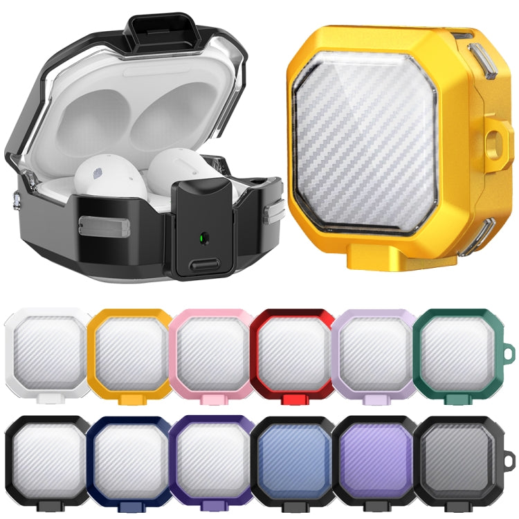 For Samsung Buds Live / Buds2 / Pro / 2Pro TPU + PC Transparent Carbon Fiber Wireless Earphones Protective Case With Switch(White) - Samsung Earphone Case by PMC TechLife | Online Shopping South Africa | PMC TechLife