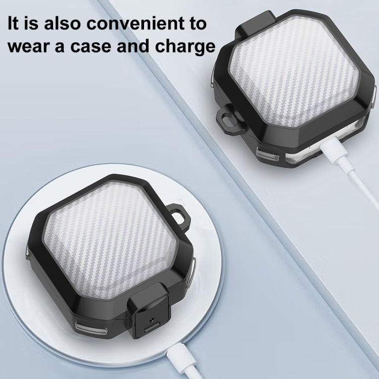 For Samsung Buds Live / Buds2 / Pro / 2Pro TPU + PC Transparent Carbon Fiber Wireless Earphones Protective Case With Switch(White) - Samsung Earphone Case by PMC TechLife | Online Shopping South Africa | PMC TechLife