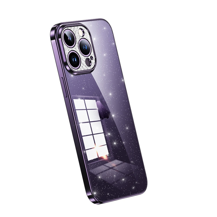 For iPhone 12 Pro Max SULADA Electroplated Transparent Glittery TPU Phone Case(Purple) - free shipping - PMC TechLife - Order now!