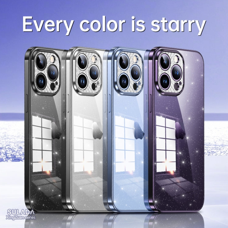 For iPhone 12 Pro Max SULADA Electroplated Transparent Glittery TPU Phone Case(Purple) - free shipping - PMC TechLife - Order now!