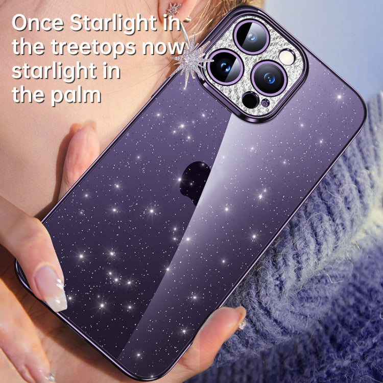 For iPhone 11 SULADA Electroplated Transparent Glittery TPU Phone Case(Blue) - iPhone 11 Cases by SULADA | Online Shopping South Africa | PMC TechLife | Buy Now Pay Later Mobicred