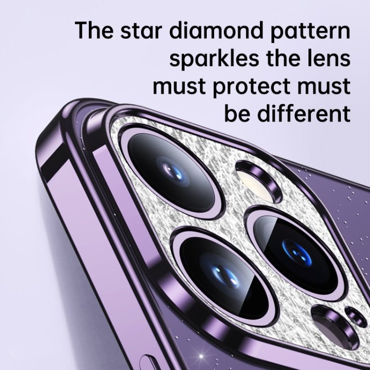 For iPhone 12 Pro Max SULADA Electroplated Transparent Glittery TPU Phone Case(Purple) - free shipping - PMC TechLife - Order now!