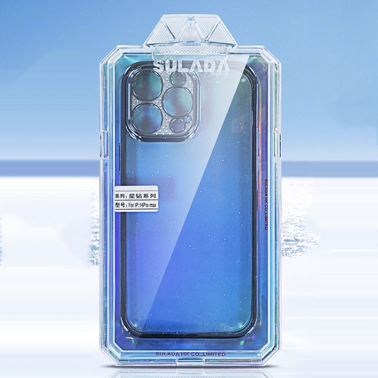 For iPhone 14 Plus SULADA Electroplated Transparent Glittery TPU Phone Case(Black) - free shipping - PMC TechLife - Order now!