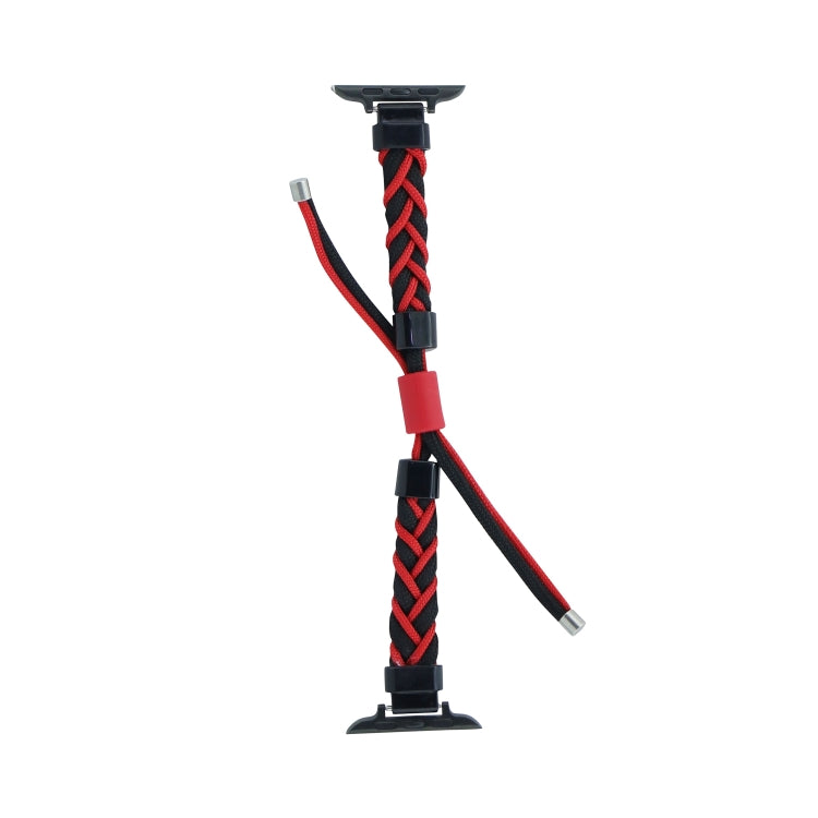 Silicone Bean Braided Cord Nylon Watch Band For Apple Watch 9 41mm(Black Red) - free shipping - PMC TechLife - Order now!