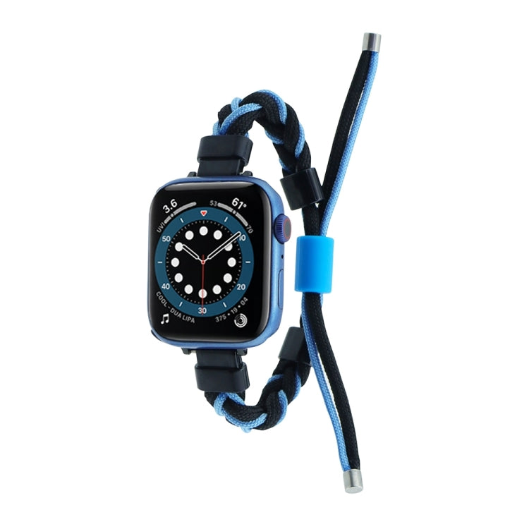 Silicone Bean Braided Cord Nylon Watch Band For Apple Watch 9 41mm(Black Blue) - Watch Bands by PMC TechLife | Online Shopping South Africa | PMC TechLife