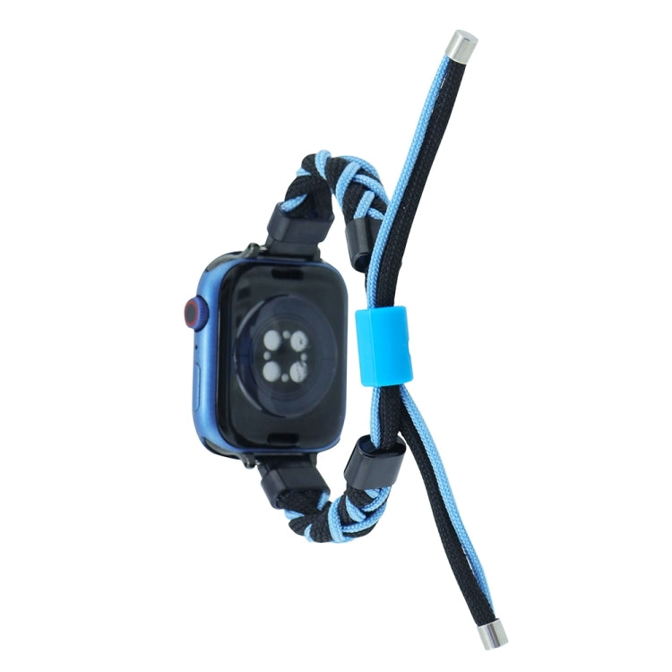 Silicone Bean Braided Cord Nylon Watch Band For Apple Watch 9 41mm(Black Blue) - Watch Bands by PMC TechLife | Online Shopping South Africa | PMC TechLife