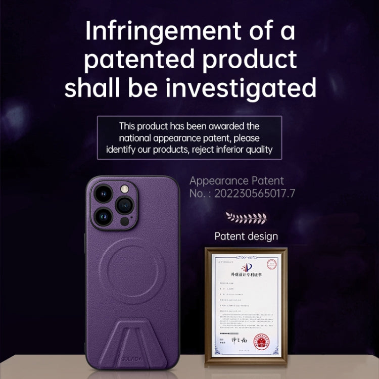 For iPhone 13 SULADA Folding Holder Lambskin Texture MagSafe Phone Case(Purple) - iPhone 13 Cases by SULADA | Online Shopping South Africa | PMC TechLife