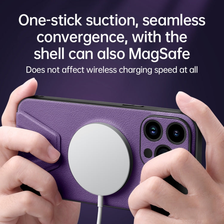 For iPhone 13 SULADA Folding Holder Lambskin Texture MagSafe Phone Case(Purple) - iPhone 13 Cases by SULADA | Online Shopping South Africa | PMC TechLife