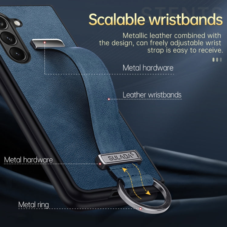 For Samsung Galaxy Z Fold5 SULADA PC + Leather Texture Skin Feel Shockproof Phone Case(Blue) - free shipping - PMC TechLife - Order now!