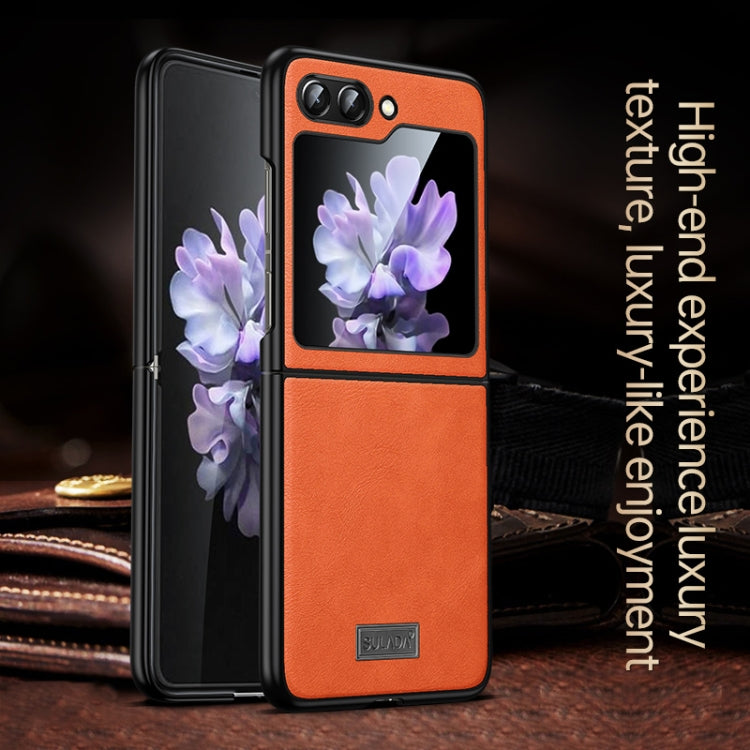 For Samsung Galaxy Z Flip5 SULADA Shockproof TPU + Handmade Leather Phone Case(Black) - Galaxy Z Flip5 Cases by SULADA | Online Shopping South Africa | PMC TechLife