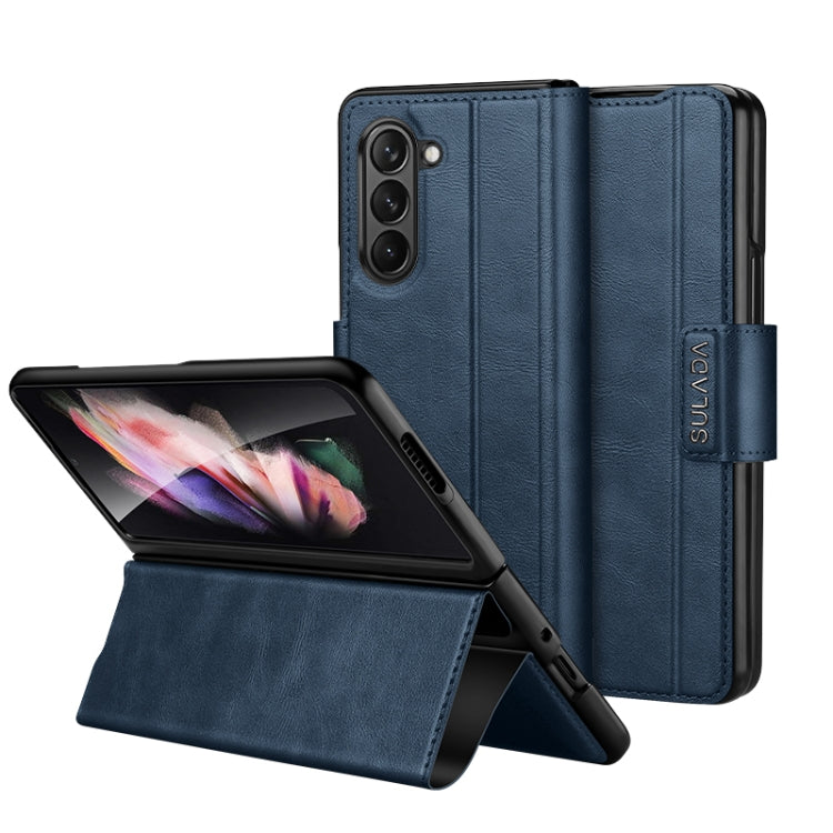 For Samsung Galaxy Z Fold5 SULADA All-inclusive Magnetic Snap Flip Leather Phone Case(Blue) - free shipping - PMC TechLife - Order now!